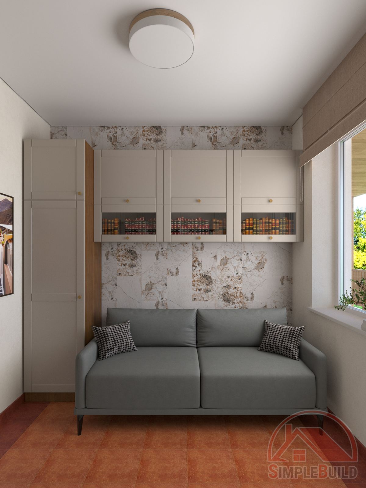 Кварц-виниловые стеновые панели Альта Слэб Гекла в интерьере