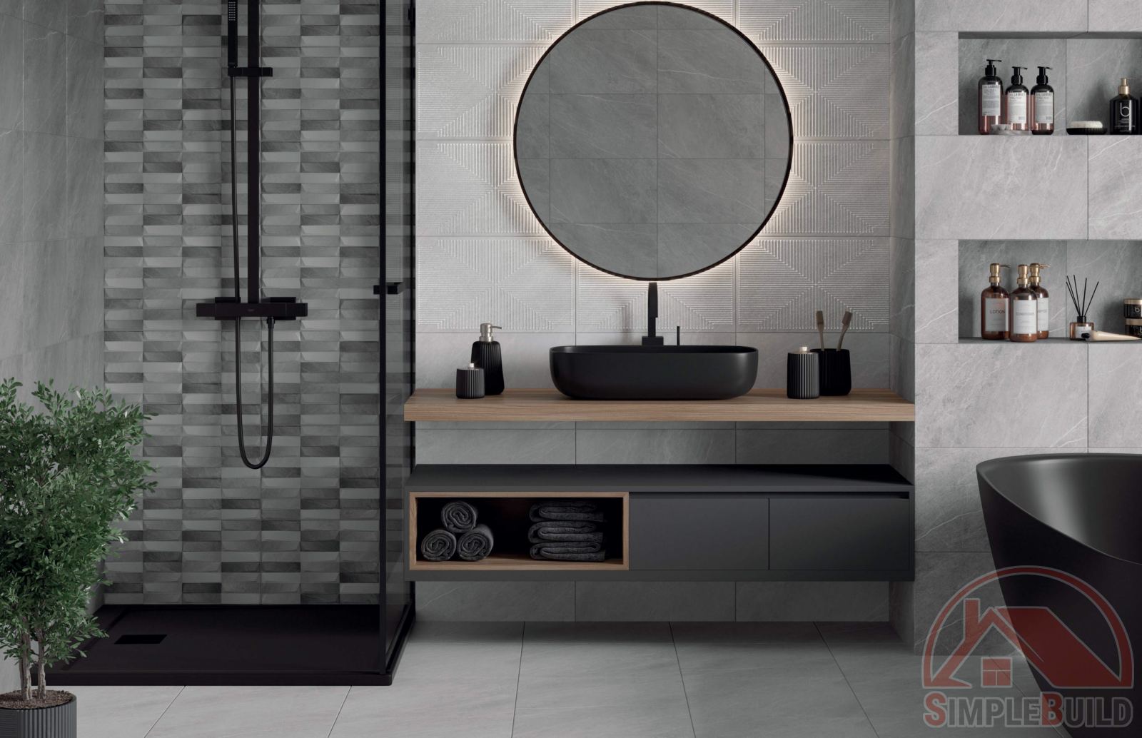 Керамогранит Магма серая «Gracia Ceramica» в современном интерьере
