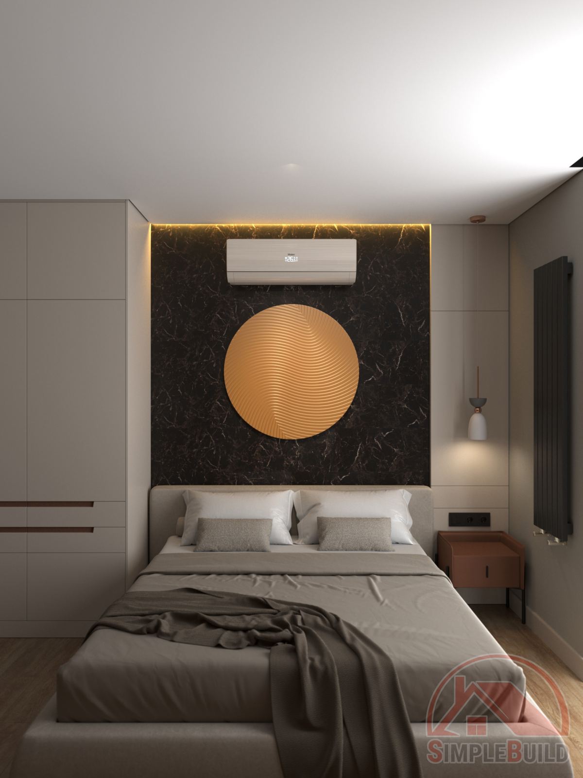 Кварц-виниловые стеновые панели Альта Слэб Везувий в интерьере