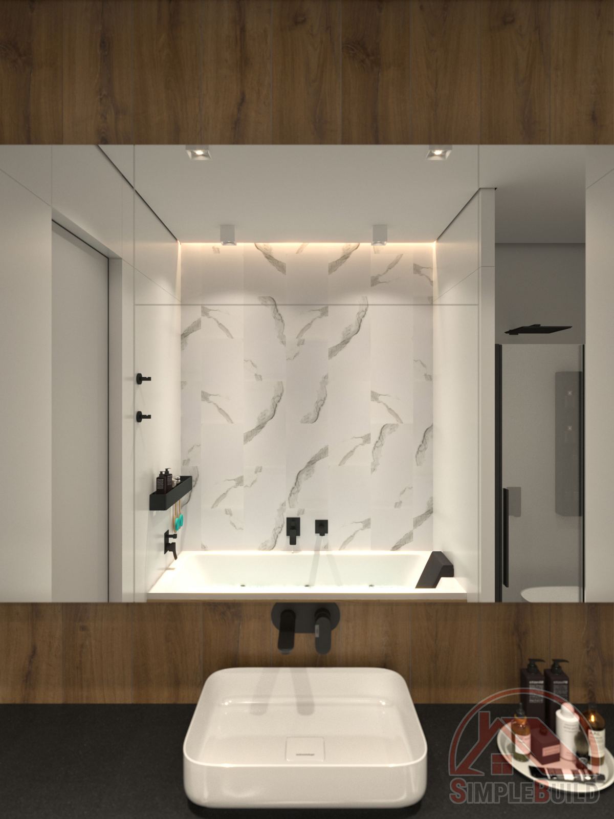 Кварц-виниловые стеновые панели Альта Слэб Рейнир в интерьере