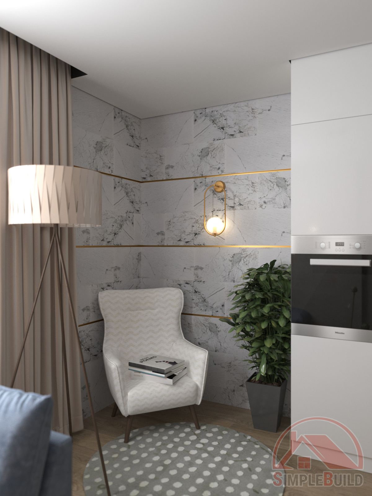 Кварц-виниловые стеновые панели Альта Слэб Этна в интерьере