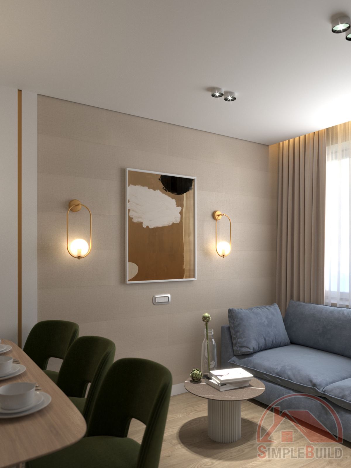 Кварц-виниловые стеновые панели Альта Слэб Жоржет в интерьере