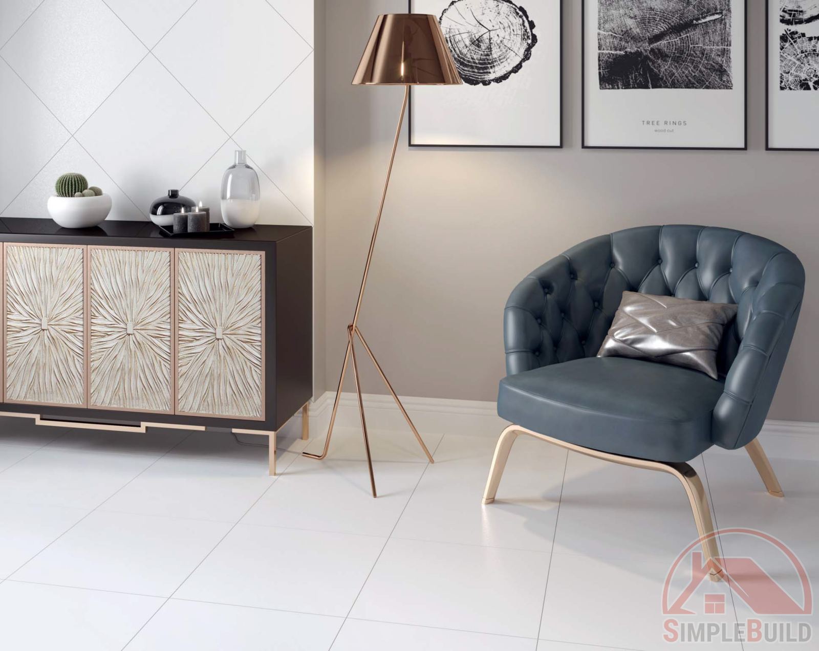 Керамогранит Моноколор белый сахар от «Gracia Ceramica» в интерьере