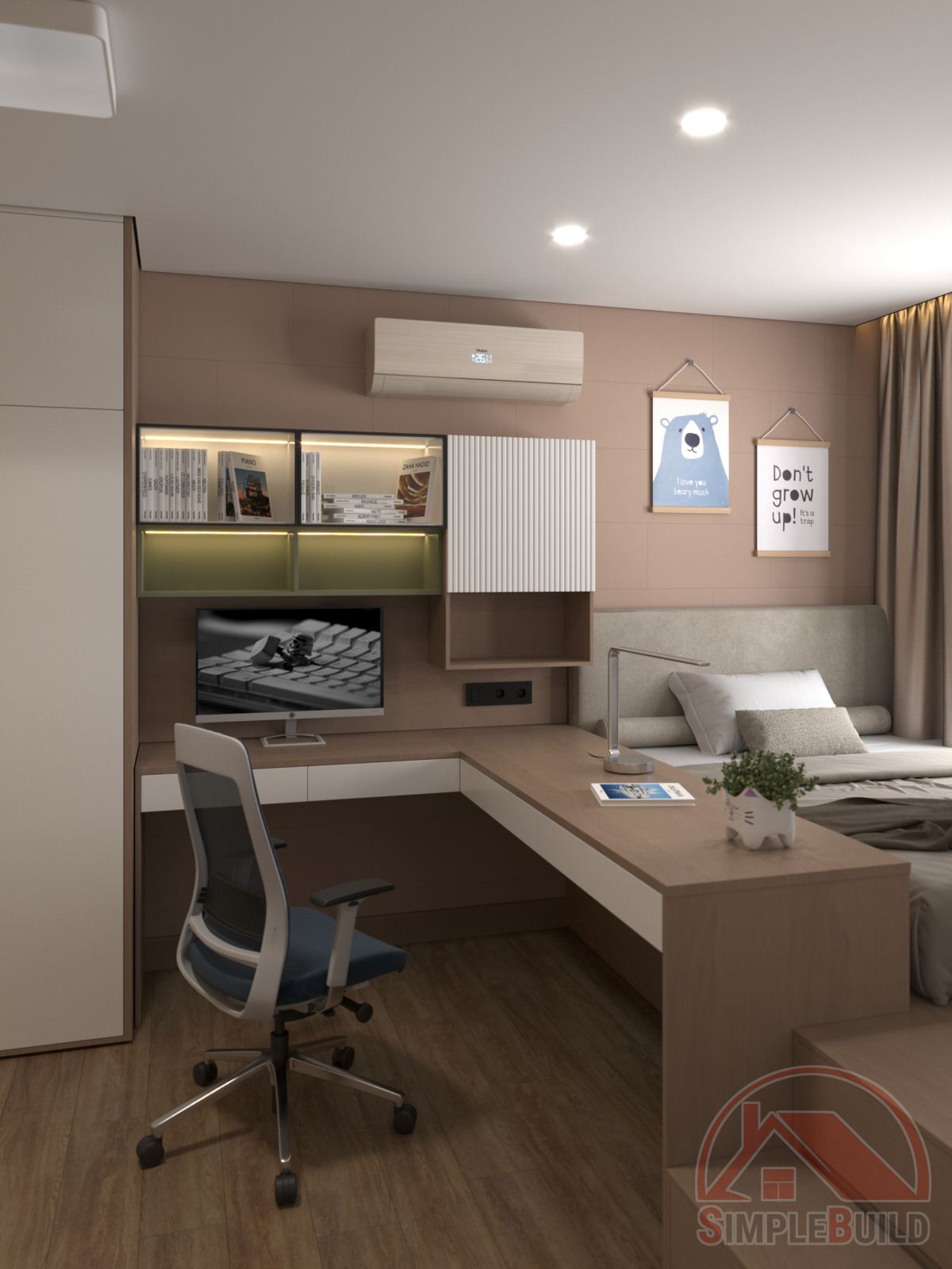 Кварц-виниловые стеновые панели Альта Слэб Тауп в интерьере