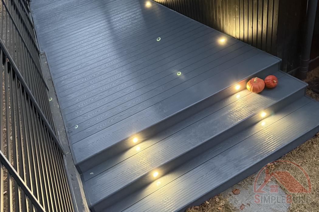 Террасная доска и ступени Lecole в цвете графит