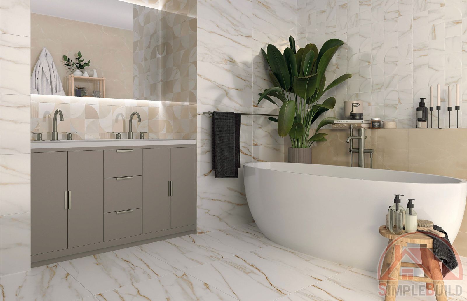 Керамогранит Мармарис белый «Gracia Ceramica» в интерьере