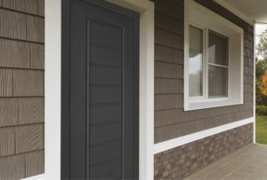 Сайдинг щепа дуб седой дуб / клинкер песочный и Ю-Пласт декор в экстерьере