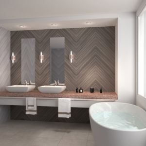 Ламинированные панели ПВХ Век шпон орех тёмный в интерьере