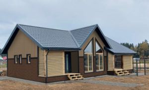 Сайдинг ригельный кирпич Мокко / Скандинавия песчаный берег в экстерьере