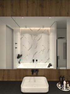 Кварц-виниловые стеновые панели Альта Слэб Рейнир в интерьере