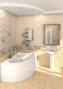 Керамическая плитка бежевый Дубай от «Beryoza Ceramica» в интерьере ванной