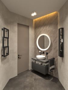 Кварц-виниловые стеновые панели Альта Слэб азимут в интерьере