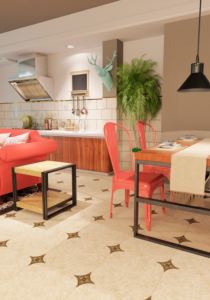 Напольная плитка Осло от «Beryoza Ceramica» в интерьере кухни-гостиной