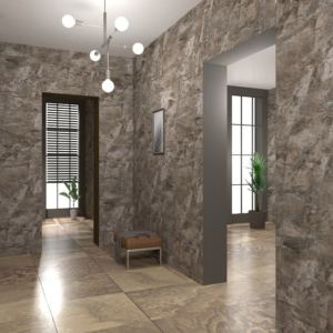 Ламинированные панели ПВХ Век Бергамо шоко в интерьере