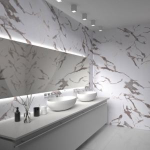 Ламинированные панели ПВХ Век Каррара Бьянка в интерьере