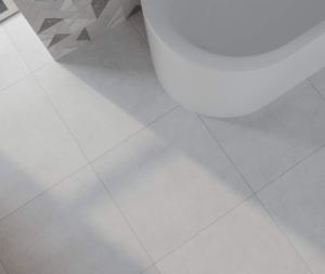 Керамогранит серый бетон «Gracia Ceramica» в интерьере ванной