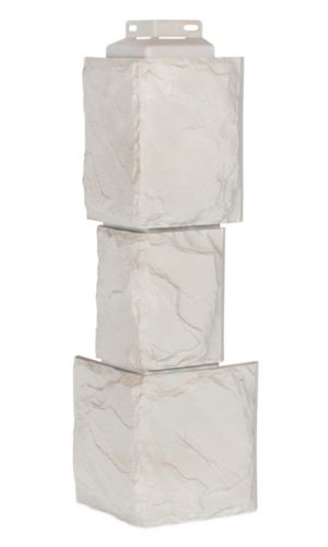 угол фасадной панели «FineBer», крупный камень мелованный белый