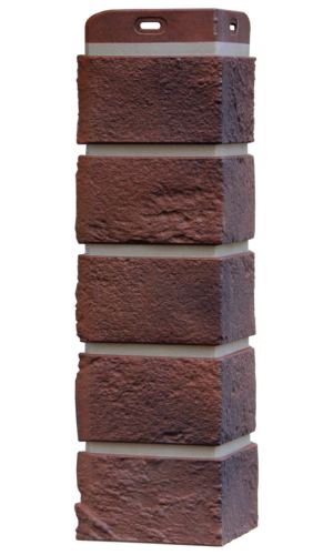 угол панели «Grand Line Design Plus», состаренный кирпич кофе, шов тёмно-бежевый