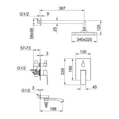 Душевая система R01.27, чертёж