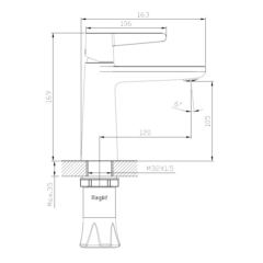 Смеситель для раковины «Raglo» R32.10, чертёж