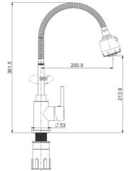 Смеситель для кухни «Splenka» S201.47, чертёж